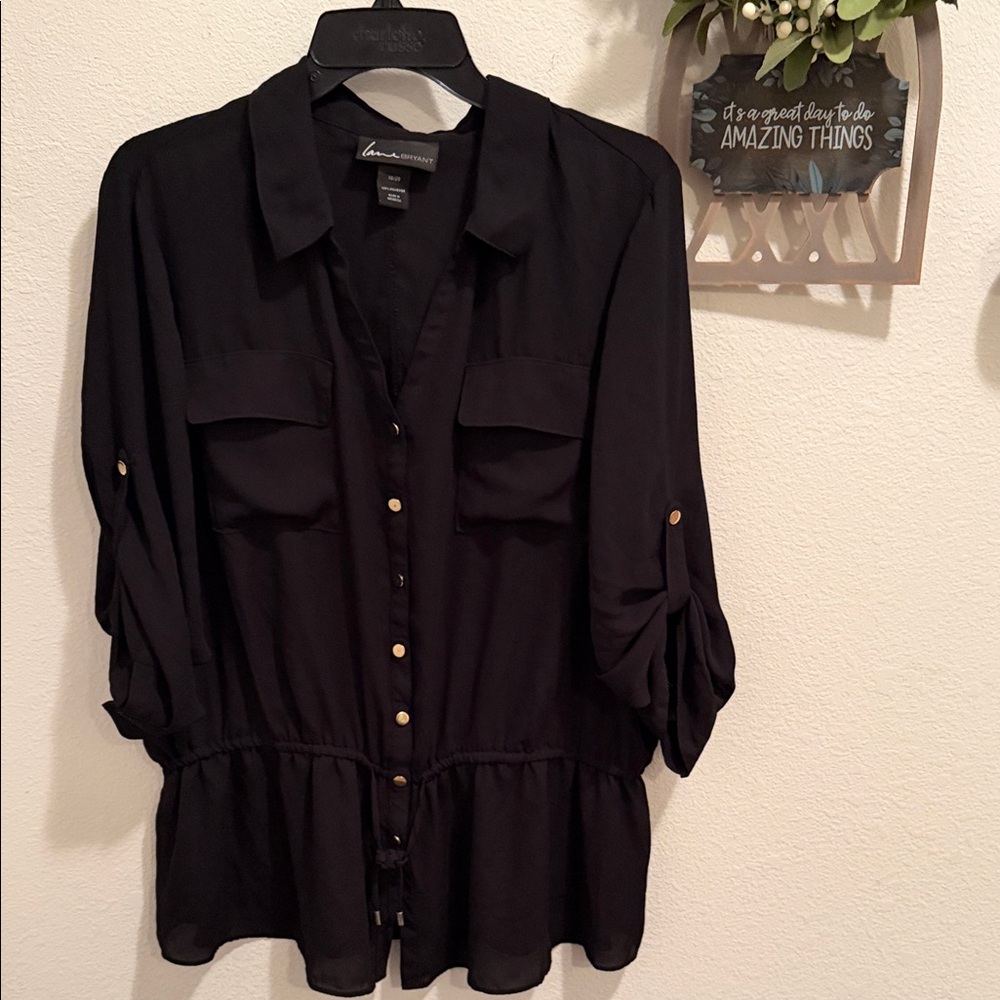 Lane Bryant Black Button Down Shirt, 18/20